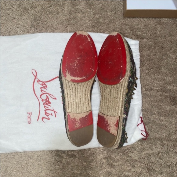 Black Floral Christian Louboutin Spiked Espadrilles Flats Sizing-see measurement - Picture 5 of 8